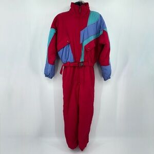 Vintage Golden Team Men’s One-Piece Ski 80s Colorblock Snowsuit ML Made in Korea